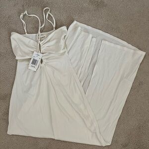 L*Space Ellery Midi Halter Dress w/slits and infinity keyhole, White, Small, NWT